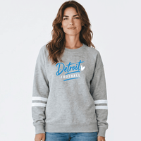 "Detroit Football"Women's Varsity Fleece Crew Sweatshirt