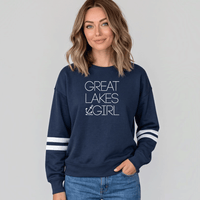 "Great Lakes Girl"Women's Varsity Fleece Crew Sweatshirt