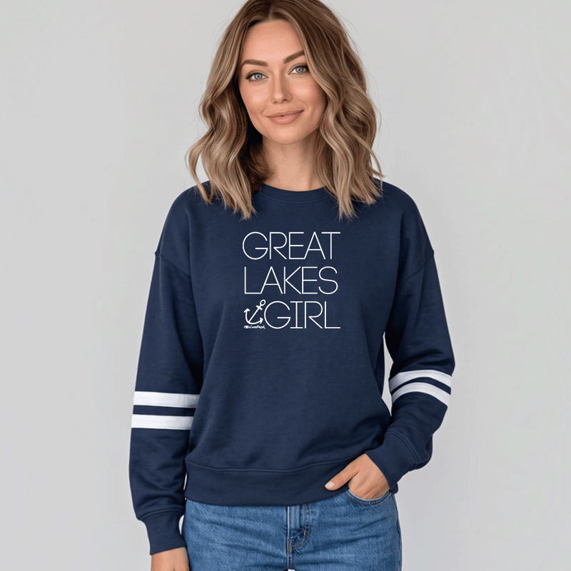 "Great Lakes Girl"Women's Varsity Fleece Crew Sweatshirt