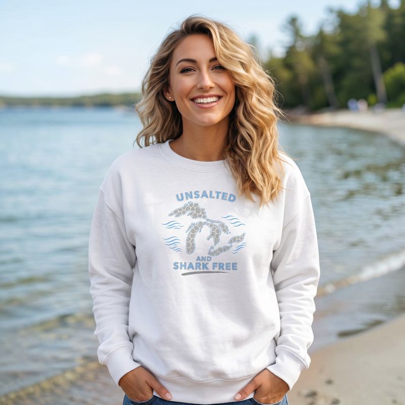 "Great Lakes Shark Free"Relaxed Fit Classic Crew Unisex Sweatshirt