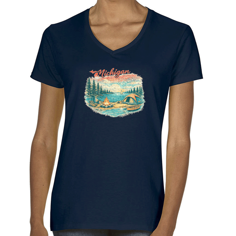 "Camp Michigan"Women's V-Neck