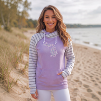 "Michigan Cherry Blossom"Women's Striped Double Hood Pullover