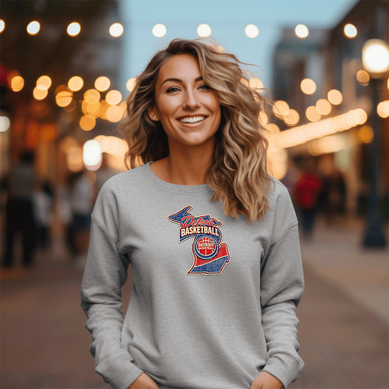 "Detroit Basketball"Relaxed Fit Classic Crew Unisex Sweatshirt