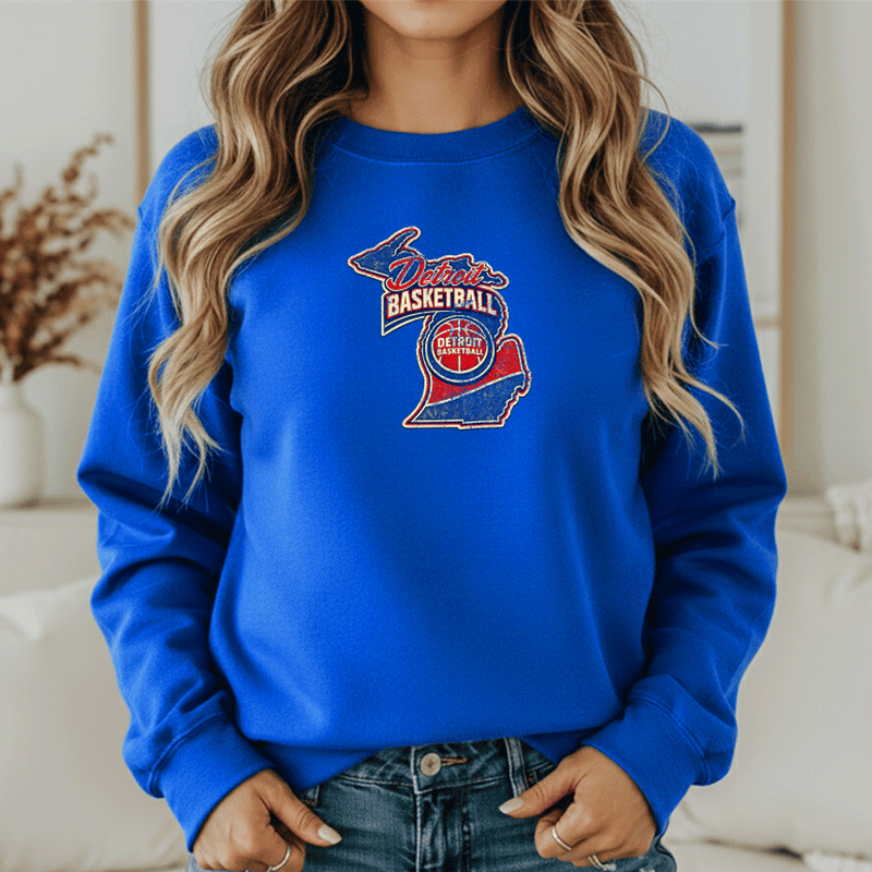 "Detroit Basketball"Relaxed Fit Classic Crew Unisex Sweatshirt