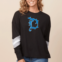 "Lions D"Women's Boxy Varsity Long Sleeve Tee