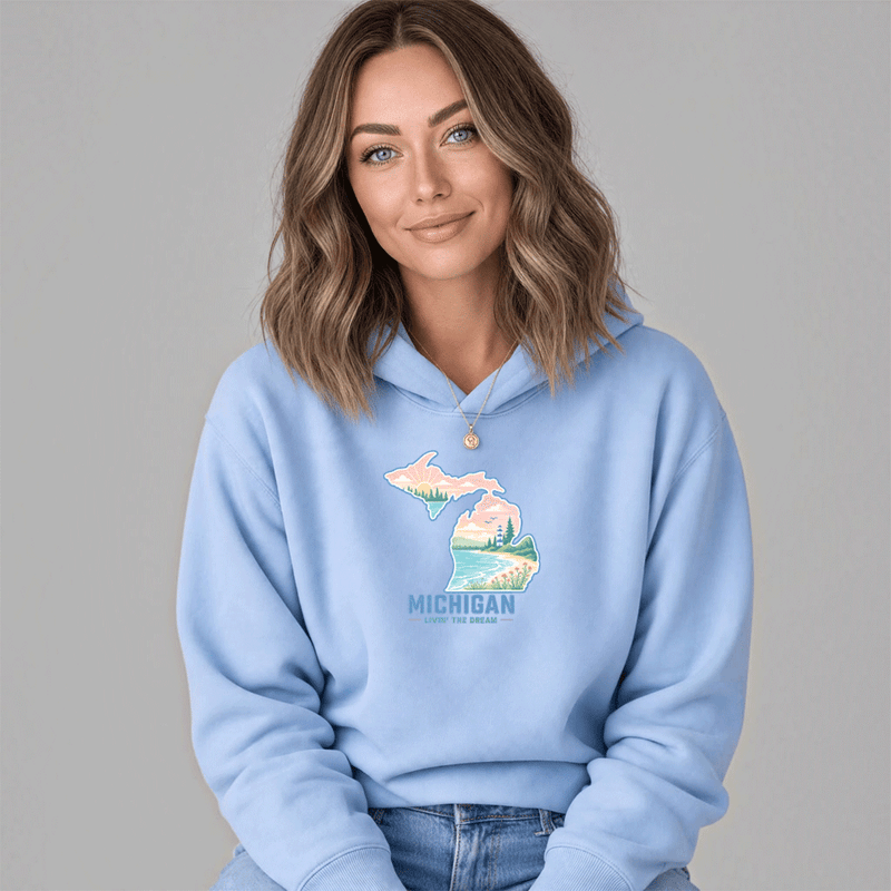 "Livin'The Dream In Michigan"Women's Midi Length Oversize Hoodie