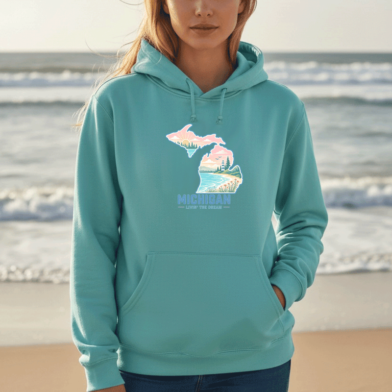 "Livin'The Dream In Michigan"Relaxed Fit Classic Unisex Hoodie