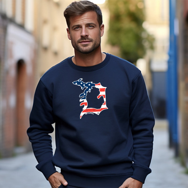 "Michigan D Flag"Men's Classic Crew Sweatshirt