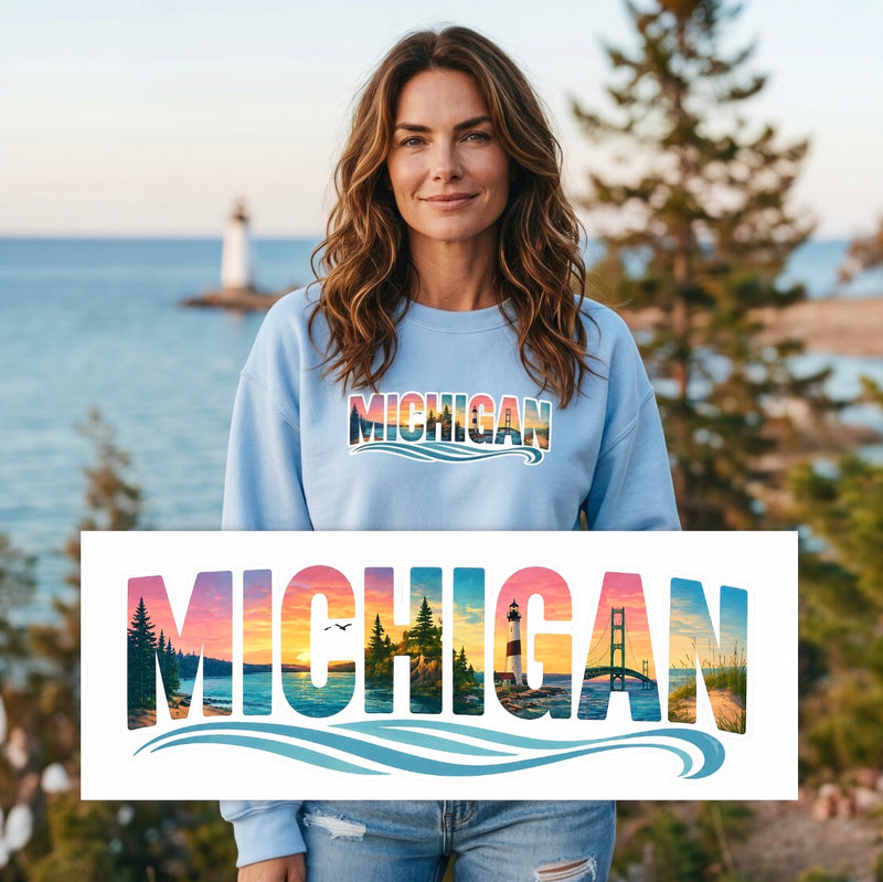 "True Michigan "Relaxed Fit Classic Crew Unisex Sweatshirt