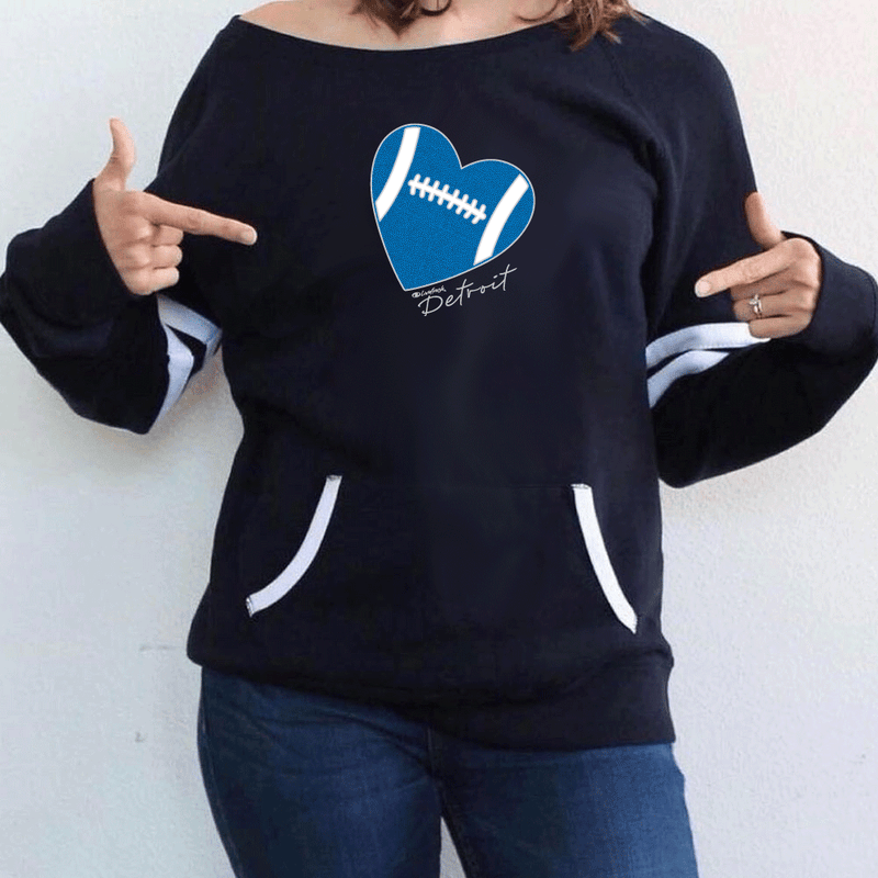 "Love Detroit"Women's Varsity Fleece Crew Sweatshirt