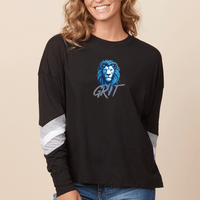 "Lion Grit"Women's Boxy Varsity Long Sleeve Tee