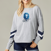 "Lion Grit"Women's Boxy Varsity Long Sleeve Tee