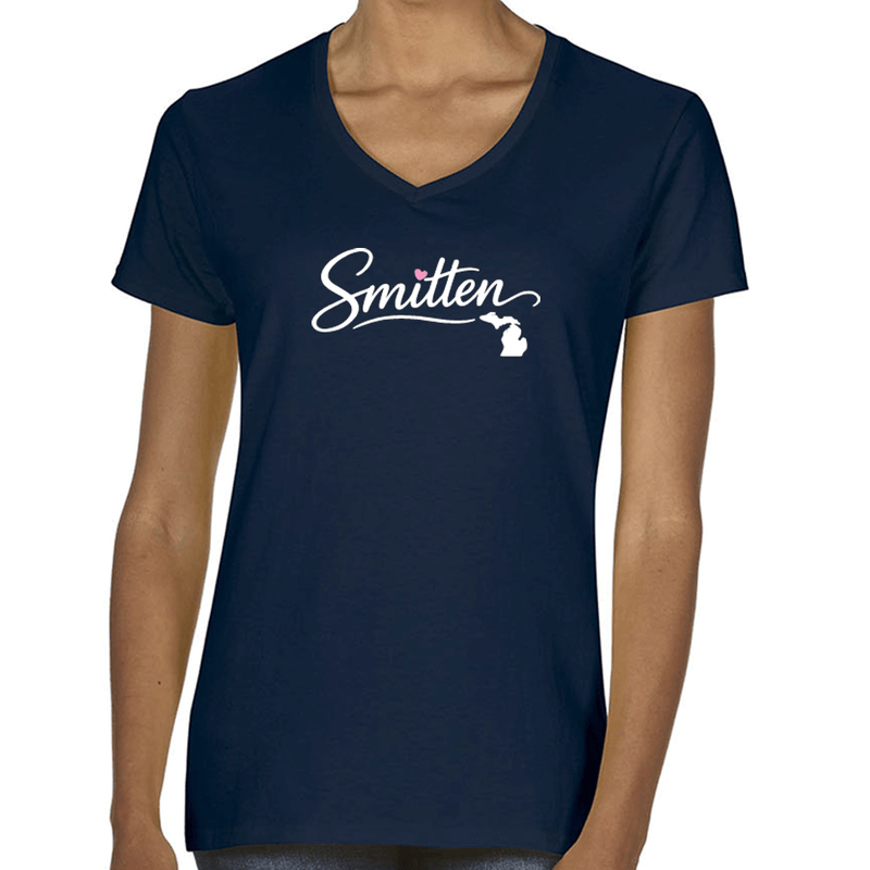 "Love Michigan Smitten"Women's V-Neck