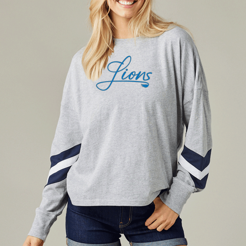 "Home Team"Women's Boxy Varsity Long Sleeve Tee