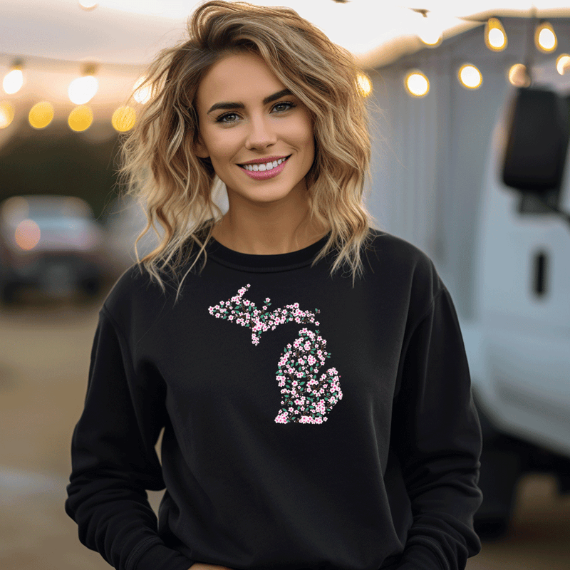 "Michigan Cherry Blossom"Relaxed Fit Classic Crew Unisex Sweatshirt