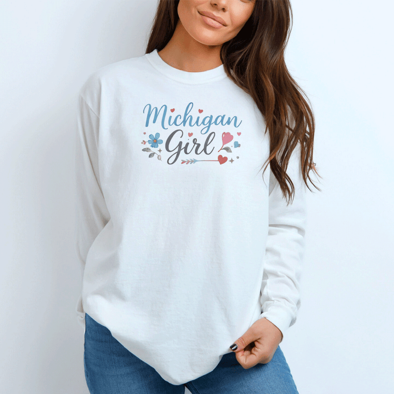 "Michigan Girl"Relaxed Fit Long Sleeve Unisex T-Shirt