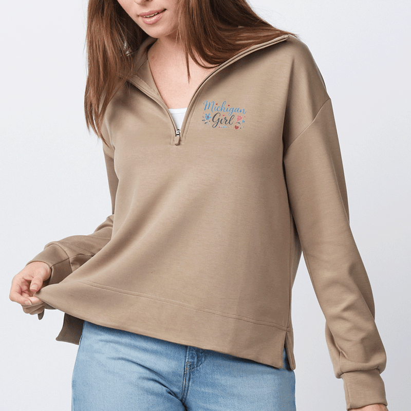 "Michigan Girl"Women's Relaxed Fit 1/4 Zip