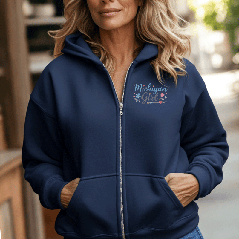 "Michigan Girl"Basic Full Zip Unisex Hoodie