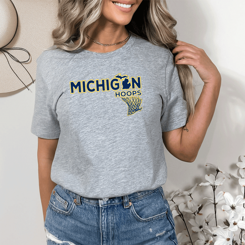 "Michigan Hoops"Relaxed Fit Crew Unisex T-Shirt