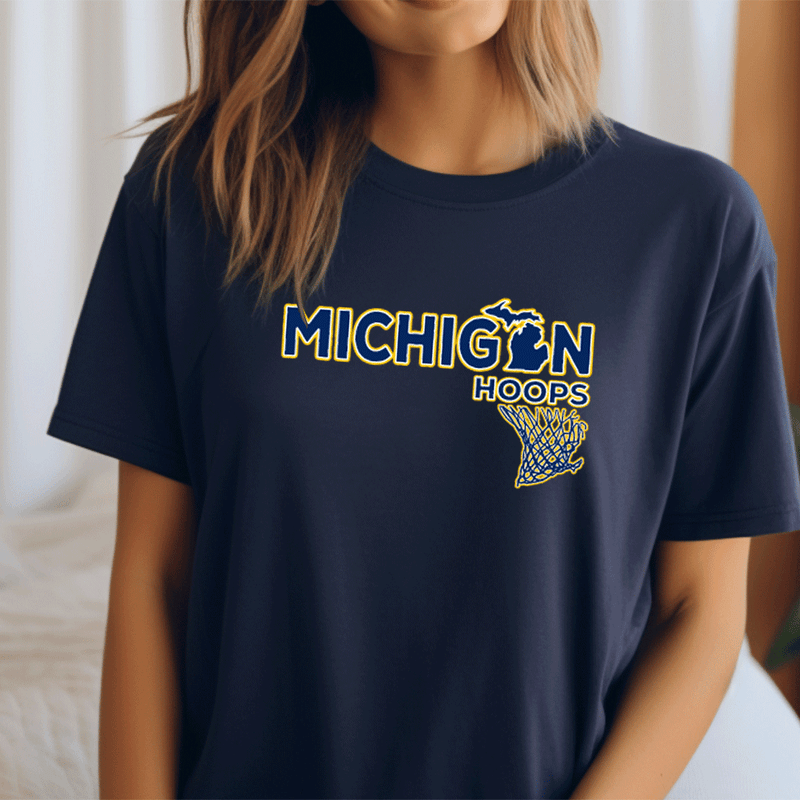 "Michigan Hoops"Relaxed Fit Crew Unisex T-Shirt