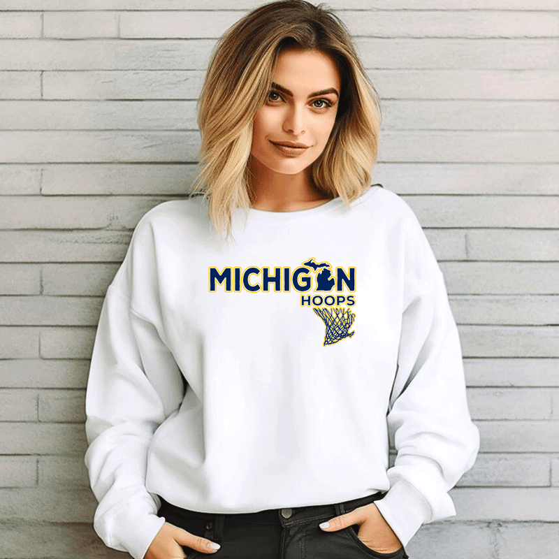 "Michigan Hoops"Relaxed Fit Classic Crew Unisex Sweatshirt