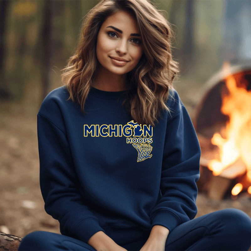 "Michigan Hoops"Relaxed Fit Classic Crew Unisex Sweatshirt