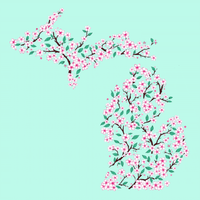 "Michigan Cherry Blossom"Relaxed Fit Classic Unisex Hoodie