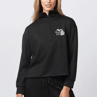 "Michigan Rocks Petoskey Stone"Women's Relaxed Fit 1/4 Zip