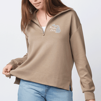 "Michigan Rocks Petoskey Stone"Women's Relaxed Fit 1/4 Zip