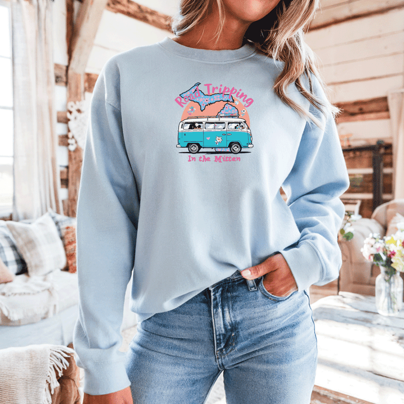 "Michigan Road Trip"Relaxed Fit Classic Crew Unisex Sweatshirt