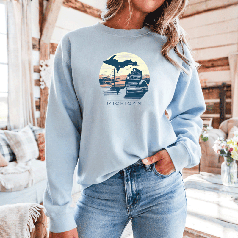"Mackinac Sunset"Relaxed Fit Classic Crew Unisex Sweatshirt