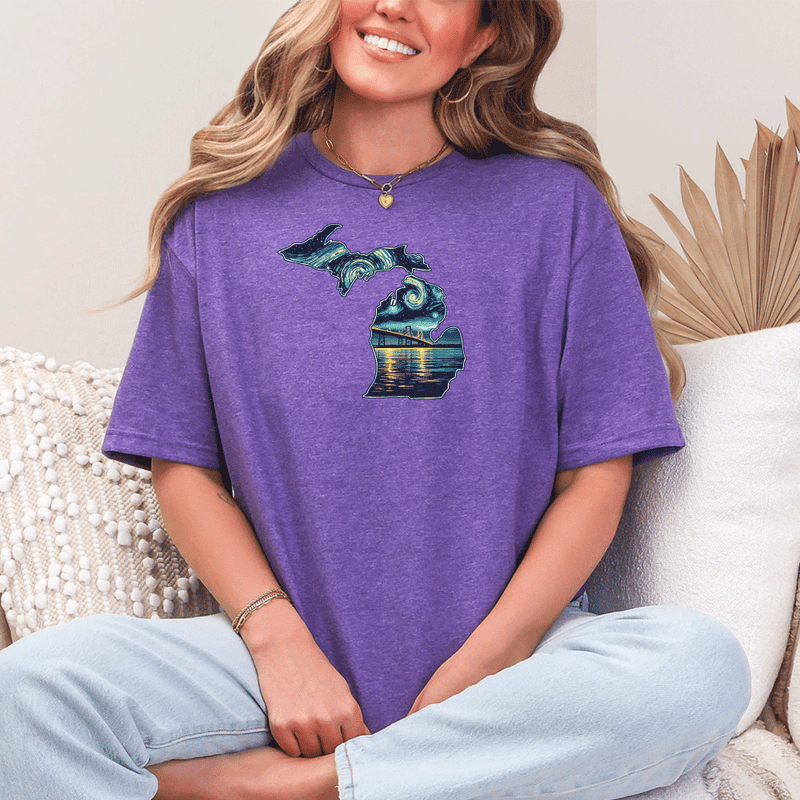 "Michigan Starry Night"Relaxed Fit Crew Unisex T-Shirt