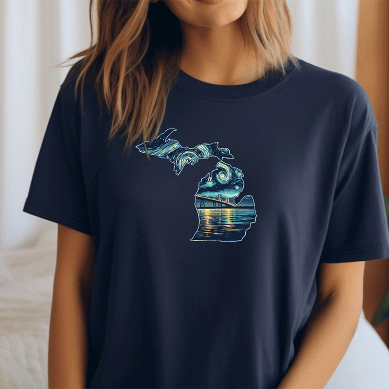 "Michigan Starry Night"Relaxed Fit Crew Unisex T-Shirt