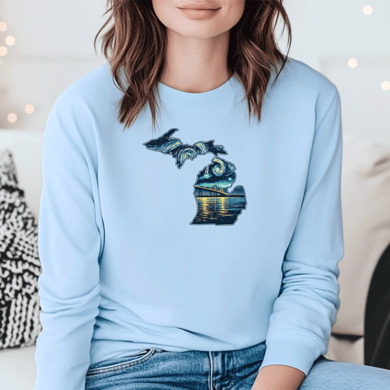 "Michigan Starry Night"Relaxed Fit Long Sleeve Unisex T-Shirt