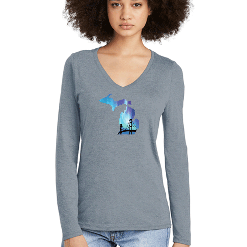 "Bridge Northern Lights"Women’s Perfect Blend Long Sleeve V-Neck