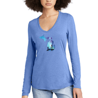 "Bridge Northern Lights"Women’s Perfect Blend Long Sleeve V-Neck