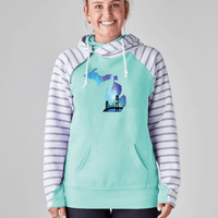 "Bridge Northern Lights"Women's Striped Double Hood Pullover