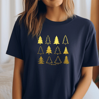 "Gold Metallic Oh Christmas Tree"Relaxed Fit Crew Unisex T-Shirt