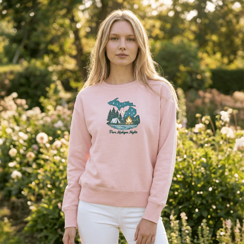 "Pure Michigan Nights"Women's Garment Dyed Fleece Crew