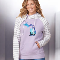 "Bridge Northern Lights"Women's Striped Double Hood Pullover