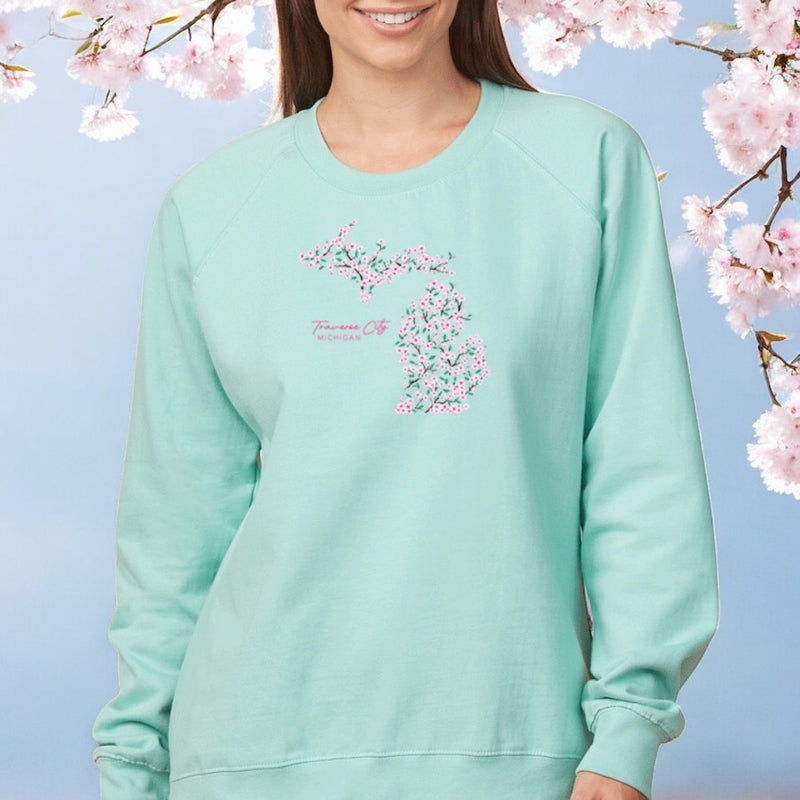 "Traverse City Cherry Blossom"Women's Pullover Crew