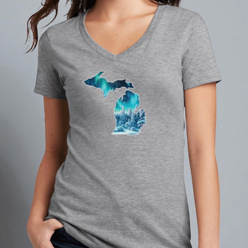 "Winter Michigan Vista"Women's V-Neck
