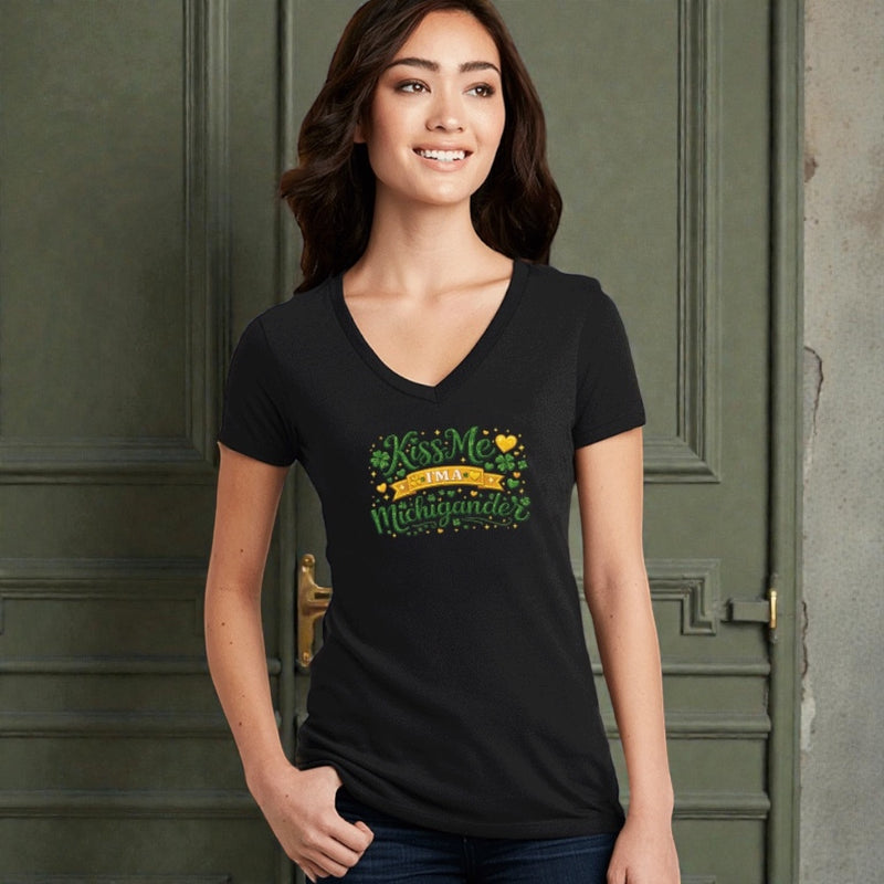 "Kiss Me I'm a Michigander"Women's V-Neck