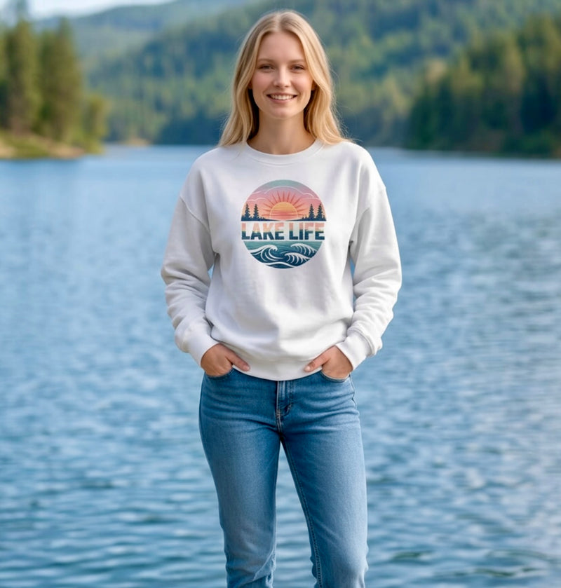 "Lake Life"Relaxed Fit Classic Crew Unisex Sweatshirt
