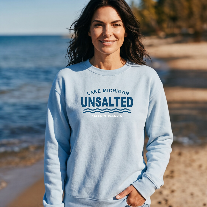 "Lake Michigan Unsalted"Relaxed Fit Classic Crew Unisex Sweatshirt