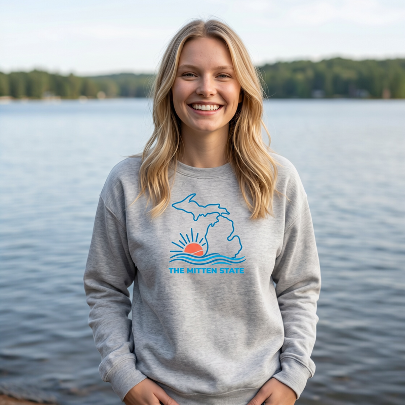 "The Mitten State"Relaxed Fit Classic Crew Unisex Sweatshirt
