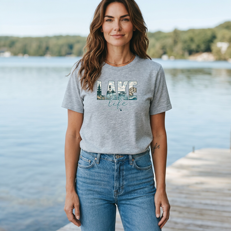 "Lake Life Unsalted"Relaxed Fit Crew Unisex T-Shirt