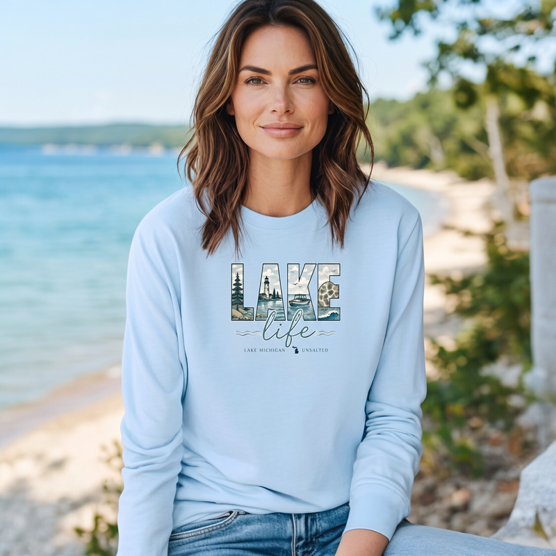 "Lake Life Unsalted"Relaxed Fit Long Sleeve Unisex T-Shirt