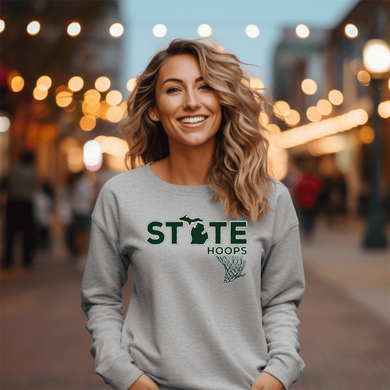 "State Hoops"Relaxed Fit Classic Crew Unisex Sweatshirt