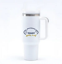 "Game Day"40oz. Stainless Steel Travel Tumbler with Straw and Handle